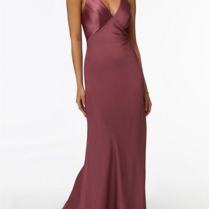 Pink Plunge Neck Sleeveless Maxi Gown